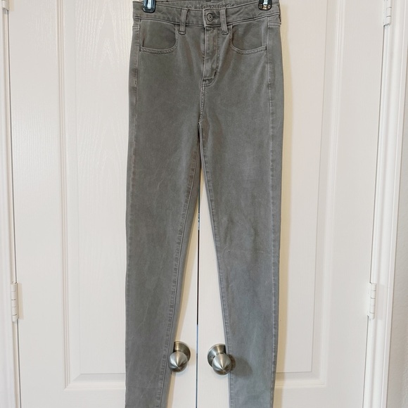 American Eagle 360 Next Level Stretch Super Hi Rise Jegging Size 2 Gray - Picture 1 of 13